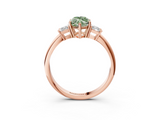 Rose gold Fancy Green Marquise  Diamond Three-Stone Ring with Trapezoid Side Stones and Prong Setting_20