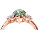 Rose gold Fancy Green Marquise  Diamond Three-Stone Ring with Trapezoid Side Stones and Prong Setting_21
