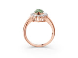 Rose gold Fancy Green Marquise  Halo Cluster Diamond Engagement Ring with Prong Setting and Polished Band_48