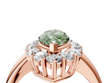 Rose gold Fancy Green Marquise  Halo Cluster Diamond Engagement Ring with Prong Setting and Polished Band_49