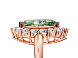 Rose gold Fancy Green Marquise  Halo Cluster Diamond Engagement Ring with Prong Setting and Polished Band_50