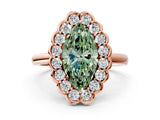 Rose gold Fancy Green Marquise  Halo Cluster Diamond Engagement Ring with Solitaire Band and Prong Setting_49