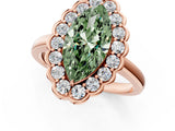 Rose gold Fancy Green Marquise  Halo Cluster Diamond Engagement Ring with Solitaire Band and Prong Setting_50
