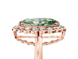 Rose gold Fancy Green Marquise  Halo Cluster Diamond Engagement Ring with Solitaire Band and Prong Setting_54