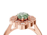 Rose gold Fancy Green Marquise  Halo Diamond Cluster Engagement Ring with Milgrain Bezel Setting and Solitaire Band_49