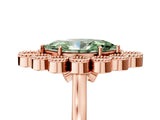 Rose gold Fancy Green Marquise  Halo Diamond Cluster Engagement Ring with Milgrain Bezel Setting and Solitaire Band_50