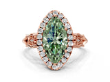 Rose gold Fancy Green Marquise  Halo Diamond Engagement Ring with Filigree Band and Four-Prong Setting_81