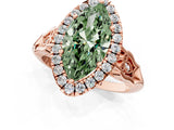 Rose gold Fancy Green Marquise  Halo Diamond Engagement Ring with Filigree Band and Four-Prong Setting_82