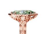 Rose gold Fancy Green Marquise  Halo Diamond Engagement Ring with Intricate Filigree Band and Four-Prong Setting_80
