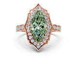 Rose gold Fancy Green Marquise  Halo Diamond Engagement Ring with Milgrain Band and Four-Prong Setting_54