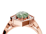 Rose gold Fancy Green Marquise  Halo Diamond Engagement Ring with Milgrain Band and Four-Prong Setting_58