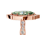 Rose gold Fancy Green Marquise  Halo Diamond Engagement Ring with Milgrain Band and Four-Prong Setting_59