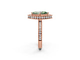 Rose gold Fancy Green Marquise  Halo Diamond Engagement Ring with Milgrain Pave Band and Four-Prong Setting_40