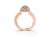 Rose gold Fancy Green Marquise  Halo Diamond Engagement Ring with Milgrain Pave Band and Four-Prong Setting_41