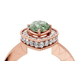 Rose gold Fancy Green Marquise  Halo Diamond Engagement Ring with Milgrain Pave Band and Four-Prong Setting_42
