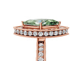 Rose gold Fancy Green Marquise  Halo Diamond Engagement Ring with Milgrain Pave Band and Four-Prong Setting_43