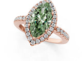 Rose gold Fancy Green Marquise  Halo Diamond Engagement Ring with Pavé Band and Four-Prong Setting_112