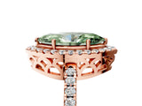 Rose gold Fancy Green Marquise  Halo Diamond Engagement Ring with Pavé Band and Four-Prong Setting_116