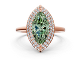Rose gold Fancy Green Marquise  Halo Diamond Engagement Ring with Solitaire Band and Four-Prong Setting_19