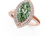 Rose gold Fancy Green Marquise  Halo Diamond Engagement Ring with Solitaire Band and Four-Prong Setting_20