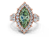 Rose gold Fancy Green Marquise  Halo Diamond Engagement Ring with Split Shank and Four-Prong Setting_43