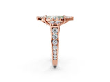 Rose gold Fancy Green Marquise  Halo Diamond Engagement Ring with Split Shank and Four-Prong Setting_45