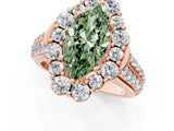 Rose gold Fancy Green Marquise  Halo Diamond Engagement Ring with Split Shank and Prong Setting_63