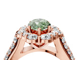 Rose gold Fancy Green Marquise  Halo Diamond Engagement Ring with Split Shank and Prong Setting_66