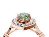 Rose gold Fancy Green Marquise  Halo Diamond Engagement Ring with Twisted Band and Four-Prong Setting 4