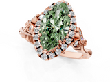 Rose gold Fancy Green Marquise  Halo Diamond Engagement Ring with Vintage-Inspired Band and Four-Prong Setting_4