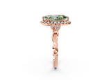 Rose gold Fancy Green Marquise  Halo Diamond Engagement Ring with Vintage-Inspired Band and Four-Prong Setting_5