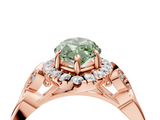 Rose gold Fancy Green Marquise  Halo Diamond Engagement Ring with Vintage-Inspired Band and Four-Prong Setting_7