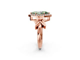 Rose gold Fancy Green Marquise  Halo Diamond Floral Band with Four-Prong Setting_57