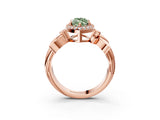 Rose gold Fancy Green Marquise  Halo Diamond Floral Band with Four-Prong Setting_58