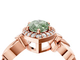 Rose gold Fancy Green Marquise  Halo Diamond Floral Band with Four-Prong Setting_59