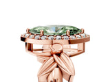 Rose gold Fancy Green Marquise  Halo Diamond Floral Band with Four-Prong Setting_60