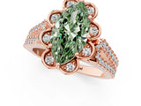 Rose gold Fancy Green Marquise  Halo Diamond Floral Split Shank Engagement Ring 1