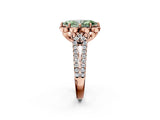 Rose gold Fancy Green Marquise  Halo Diamond Floral Split Shank Engagement Ring 2