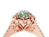 Rose gold Fancy Green Marquise  Halo Diamond Floral Split Shank Engagement Ring 4