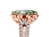 Rose gold Fancy Green Marquise  Halo Diamond Floral Split Shank Engagement Ring 5