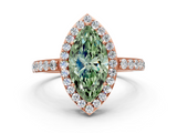 Rose gold Fancy Green Marquise  Halo Diamond Pavé Band Ring with Prong Setting_20