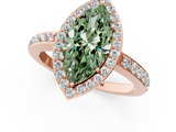Rose gold Fancy Green Marquise  Halo Diamond Pavé Band Ring with Prong Setting_21