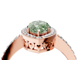 Rose gold Fancy Green Marquise  Halo Diamond Pavé Band Ring with Prong Setting_24