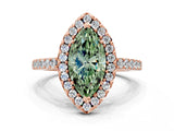 Rose gold Fancy Green Marquise  Halo Diamond Pavé Solitaire Ring_27