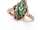 Rose gold Fancy Green Marquise  Halo Diamond Pave Band Ring with Four-Prong Setting_16