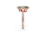 Rose gold Fancy Green Marquise  Halo Diamond Pave Band Ring with Four-Prong Setting_17