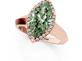 Rose gold Fancy Green Marquise  Halo Diamond Ring with Cathedral Band and Four-Prong Setting_50
