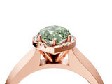 Rose gold Fancy Green Marquise  Halo Diamond Ring with Cathedral Band and Four-Prong Setting_53
