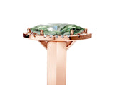 Rose gold Fancy Green Marquise  Halo Diamond Ring with Cathedral Band and Four-Prong Setting_54