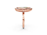 Rose gold Fancy Green Marquise  Halo Diamond Ring with Milgrain Edge and Round Prong Setting_70